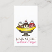 Banana Split Sundae Ice Cream Shoppe Shop Food Visitekaartje (Voorkant)