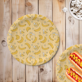Banana Stripe Vector Pattern | Geel Papieren Bordje