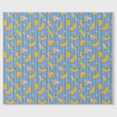 Banana Stripe Vector Pattern | Klassiek blauw Cadeaupapier (Vlak)