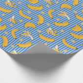 Banana Stripe Vector Pattern | Klassiek blauw Cadeaupapier (Hoek)