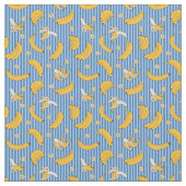 Banana Stripe Vector Pattern | Klassiek blauw Stof (Close Up)