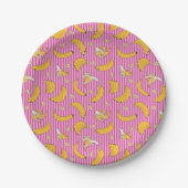 Banana Stripe Vector Pattern | Magenta Papieren Bordje (Voorkant)