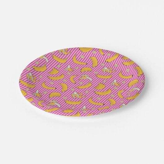 Banana Stripe Vector Pattern | Magenta Papieren Bordje (Gekanteld)
