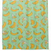 Banana Stripe Vector Pattern | Munt Green Douchegordijn (Voorkant)