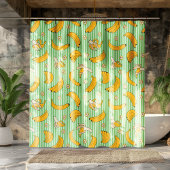 Banana Stripe Vector Pattern | Munt Green Douchegordijn
