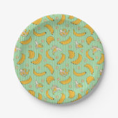 Banana Stripe Vector Pattern | Munt Green Papieren Bordje (Voorkant)