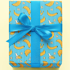 Banana Stripe Vector Pattern | Turquoise Blue Cadeaupapier