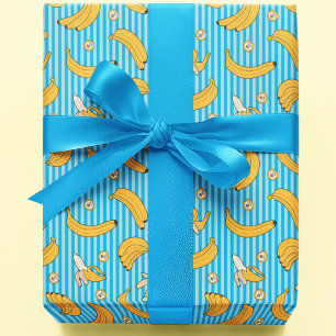 Banana Stripe Vector Pattern   Turquoise Blue Cadeaupapier