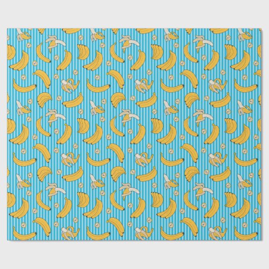 Banana Stripe Vector Pattern | Turquoise Blue Cadeaupapier (Vlak)