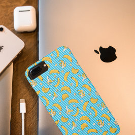 Banana Stripe Vector Pattern | Turquoise Blue iPhone 8/7 Hoesje