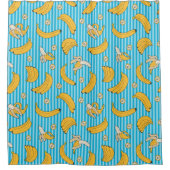 Banana Stripe Vector Pattern | Turquoise Blue Douchegordijn (Voorkant)