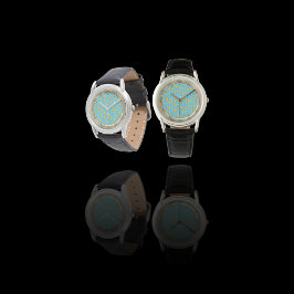 Banana Stripe Vector Pattern | Turquoise Blue Horloge