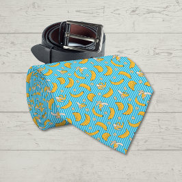 Banana Stripe Vector Pattern | Turquoise Blue Stropdas