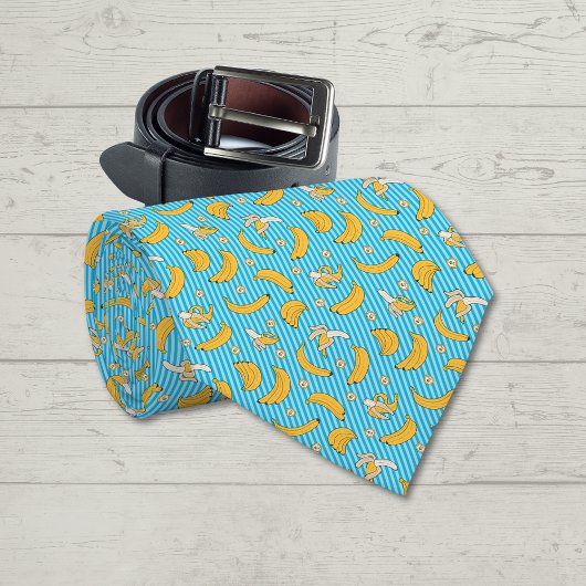 Banana Stripe Vector Pattern | Turquoise Blue Stropdas