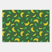 Banana Summer Yellow Green Tropical Fruits Patroon Inpakpapier Vel (Voorkant 3)
