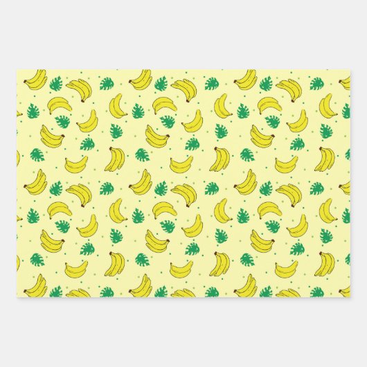 Banana Summer Yellow Tropical Fruits Pattern Inpakpapier Vel (Voorkant 3)