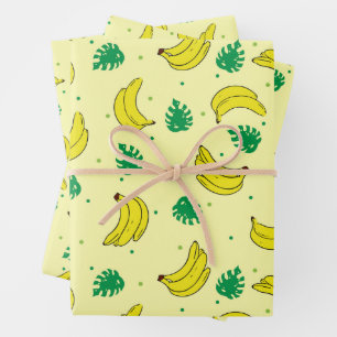 Banana Summer Yellow Tropical Fruits Pattern Inpakpapier Vel