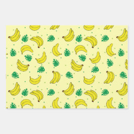 Banana Summer Yellow Tropical Fruits Pattern Inpakpapier Vel