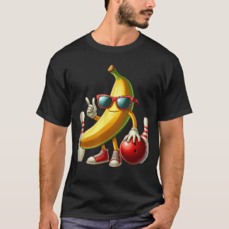 Banana Sunglasses Playing Bowling Funny Fruit Spor T-shirt