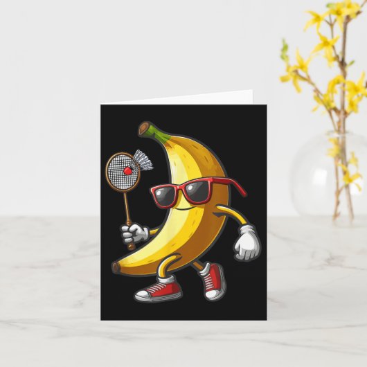 Banana Sungles spelen Badminton Funny Fruit Sport Kaart (Gele Bloem)