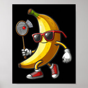 Banana Sungles spelen Badminton Funny Fruit Sport Poster
