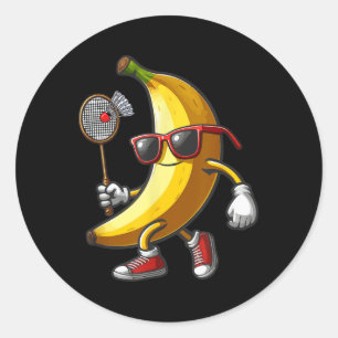 Banana Sungles spelen Badminton Funny Fruit Sport Ronde Sticker