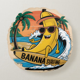 Banana Surfing Rond Kussen