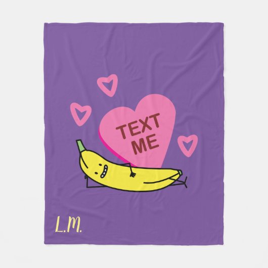 Banana Text Me Valentijn glimlachen Fleece Deken (Voorkant)