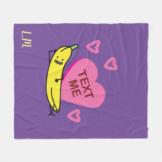 Banana Text Me Valentijn glimlachen Fleece Deken (Voorkant (Horizontaal))