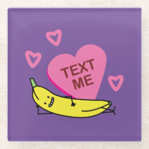Banana Text Me Valentijn glimlachen Glazen Onderzetter