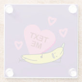 Banana Text Me Valentijn glimlachen Glazen Onderzetter (Achterkant)