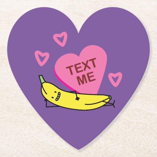 Banana Text Me Valentijn glimlachen Kartonnen Onderzetters (Voorkant)
