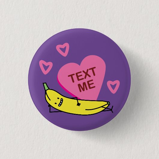 Banana Text Me Valentijn glimlacht door te lachen Ronde Button 3,2 Cm (Voorkant)