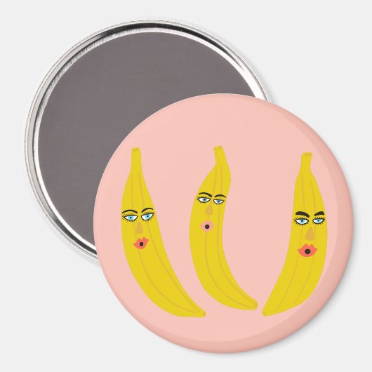 Banana Trio Whimsical Magnet (Voorkant / Achterkant)