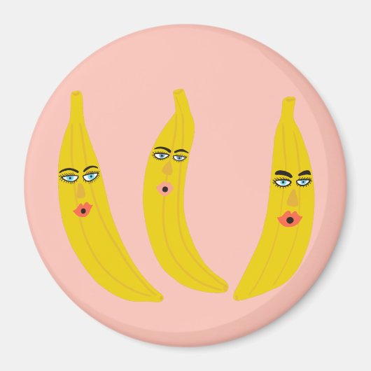 Banana Trio Whimsical Magnet (Voorkant)