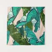Banana tropical Leaves seamless Pattern Wandkleed (Voorkant (horizontaal))