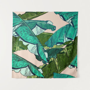 Banana tropical Leaves seamless Pattern Wandkleed