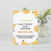 Banana twins baby shower uitnodiging (Staand voorkant)
