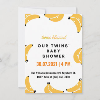 Banana twins baby shower uitnodiging