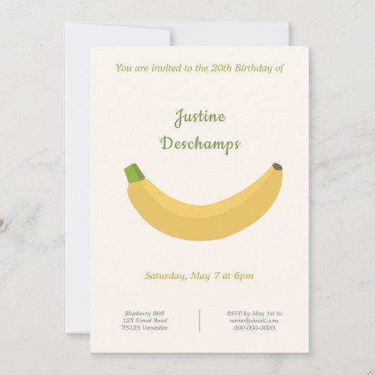 Banana verjaardagsuitnodiging kaart (Voorkant)