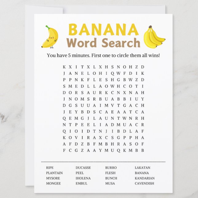 Banana Word Search spel (Voorkant)