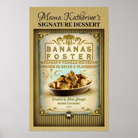  Bananas Foster New Orleans Sign Poster (Voorkant)