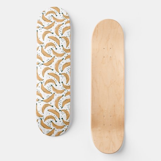 Bananas Pattern Yellow Fruit Trendy Artistic Fun Persoonlijk Skateboard (Voorkant)