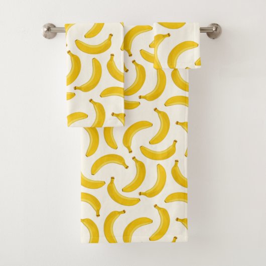 Bananas Tropical Fruit Print, geel en wit Bad Handdoek (Insitu)
