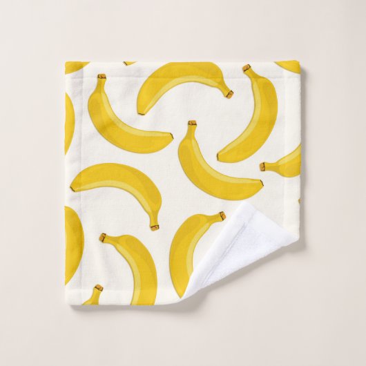 Bananas Tropical Fruit Print, geel en wit Bad Handdoek (Wasdoekje)