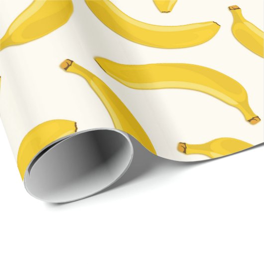 Bananas Tropical Fruit Print, geel en wit Cadeaupapier (Rol Hoek)