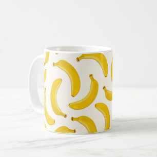 Bananas Tropical Fruit Print, geel en wit Koffiemok