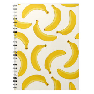 Bananas Tropical Fruit Print, geel en wit Notitieboek