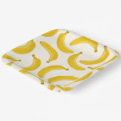 Bananas Tropical Fruit Print, geel en wit Papieren Bordje (Gebogen)