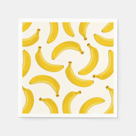Bananas Tropical Fruit Print, geel en wit Servet (Voorkant)